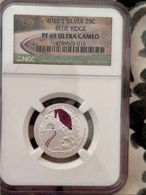 NGC Graded 2015 Blue Ridge Parkway Silver Quarter PF69 Ultra Cameo